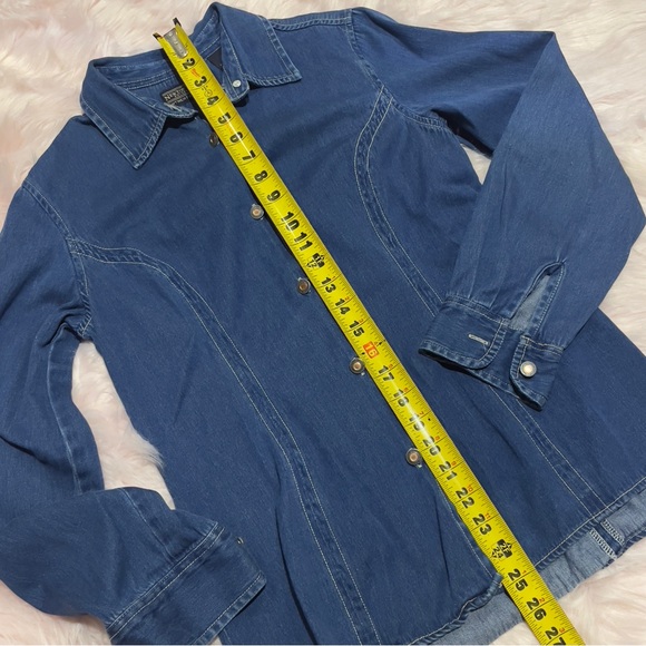 VTG Newton Trading Co. Denim Button Down Long-sleeve Shirt - Picture 7 of 7